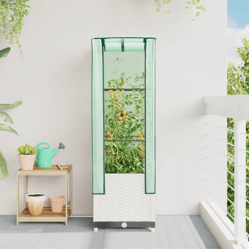VidaXL plantekasse hævet med drivhusdæksel 40x40x139 cm rattan look