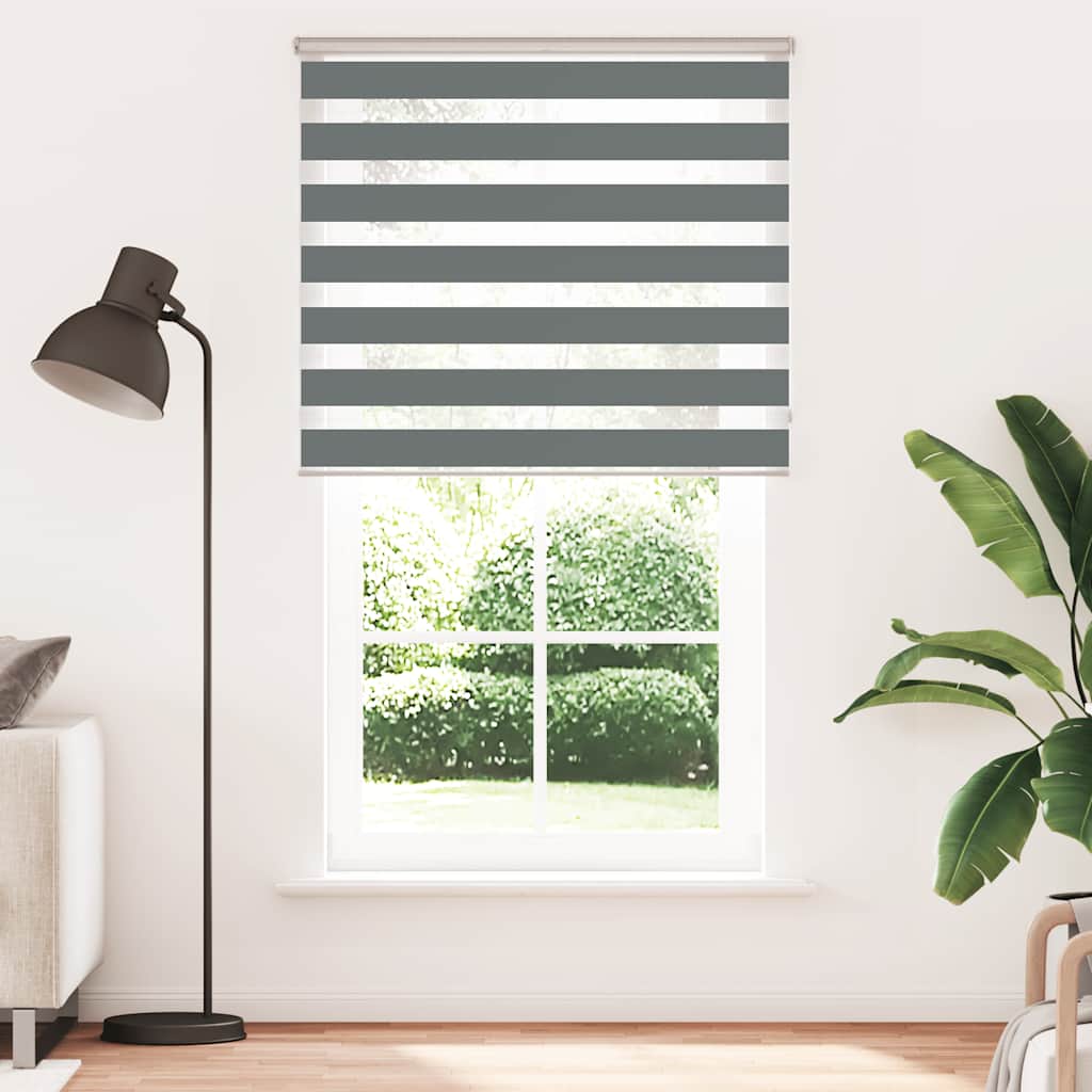 VidaXL zebra rullegardin 130x200 cm stofbredde 125,9 cm mørkegrå