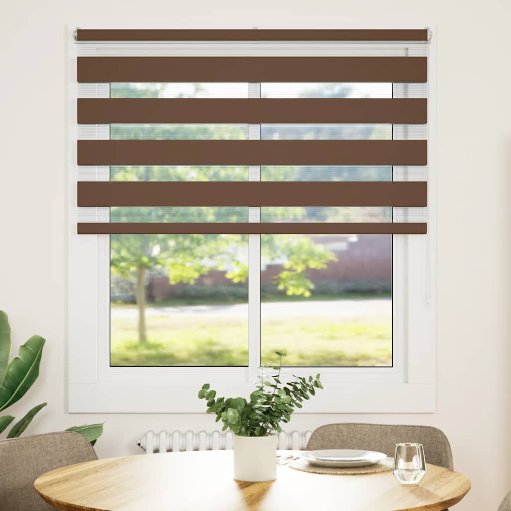 VidaXL zebra rullegardin 120x100 cm stof bredde 115,9 cm polyester brun