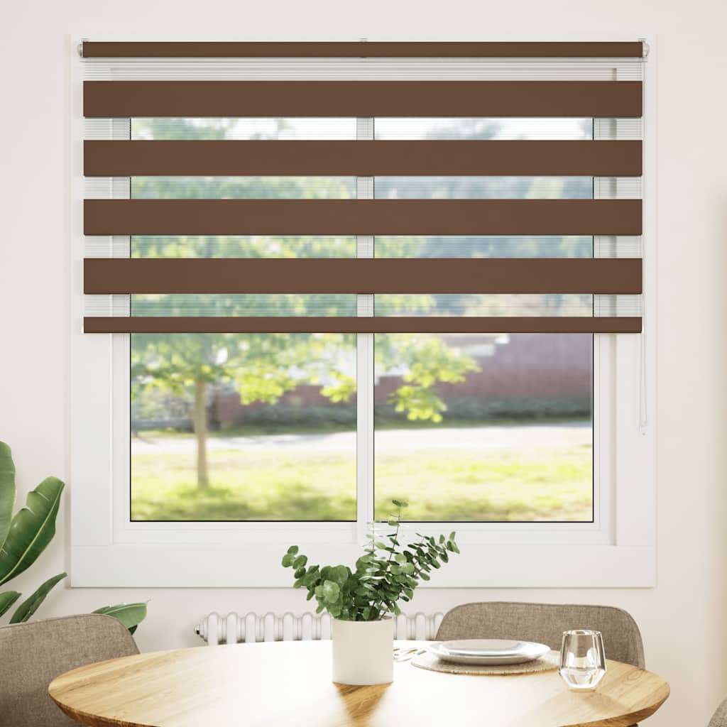 VidaXL zebra rullegardin 140x100 cm stof bredde 135,9 cm polyester brun