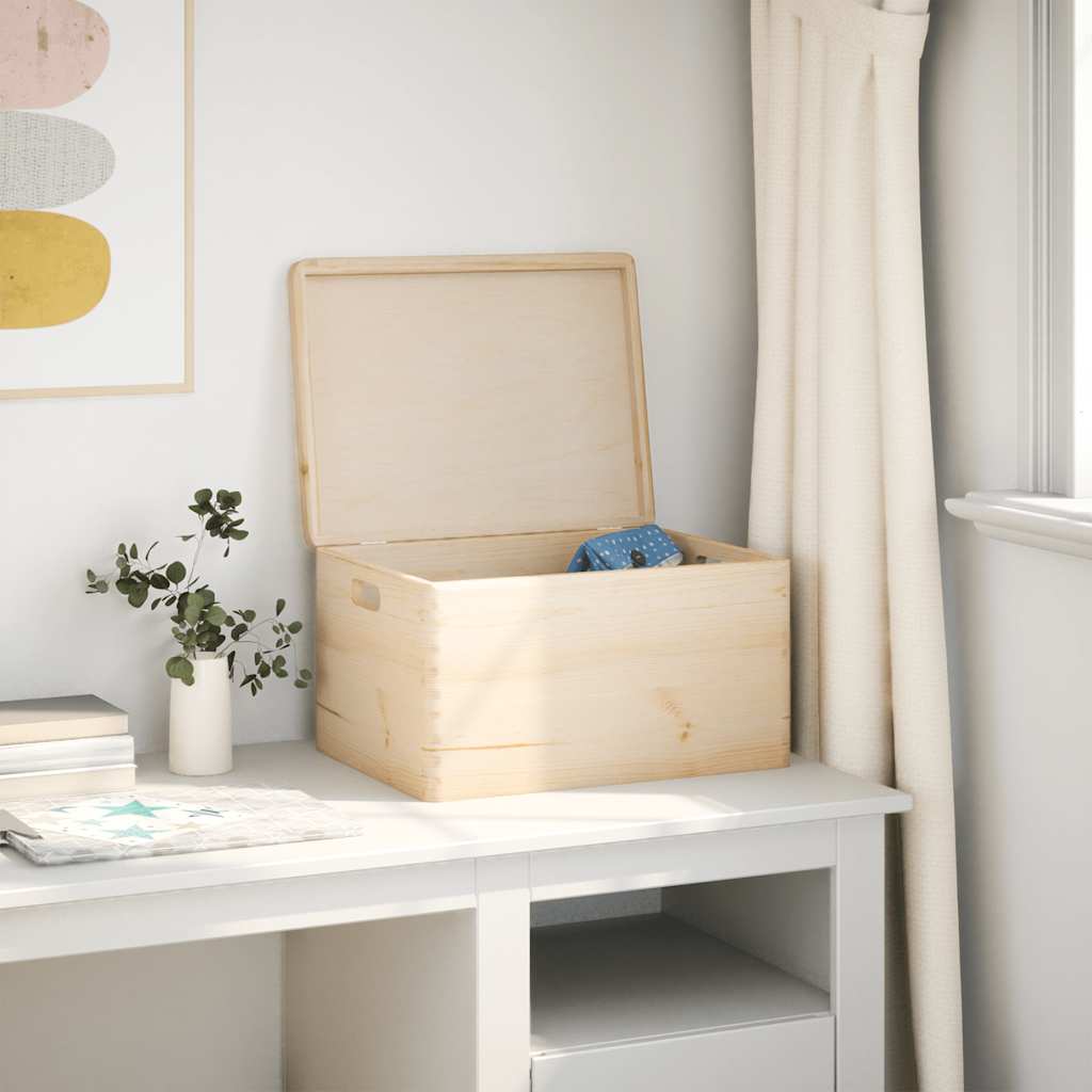 Vidaxx trækasse med låghåndtag 40x30x23cm massivt fyrretræ