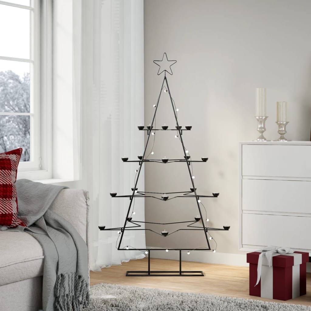 VidaXL juledekoration juletræ 140 cm metal sort