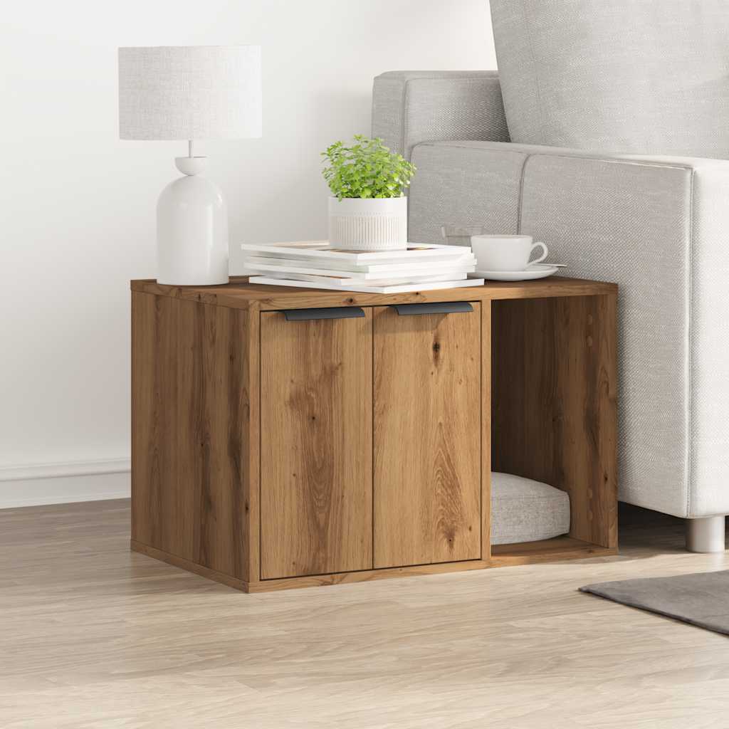 Vidaxl kattenbakkast 60x40x40 cm bewerkt hout artisanaal eikenkleurig
