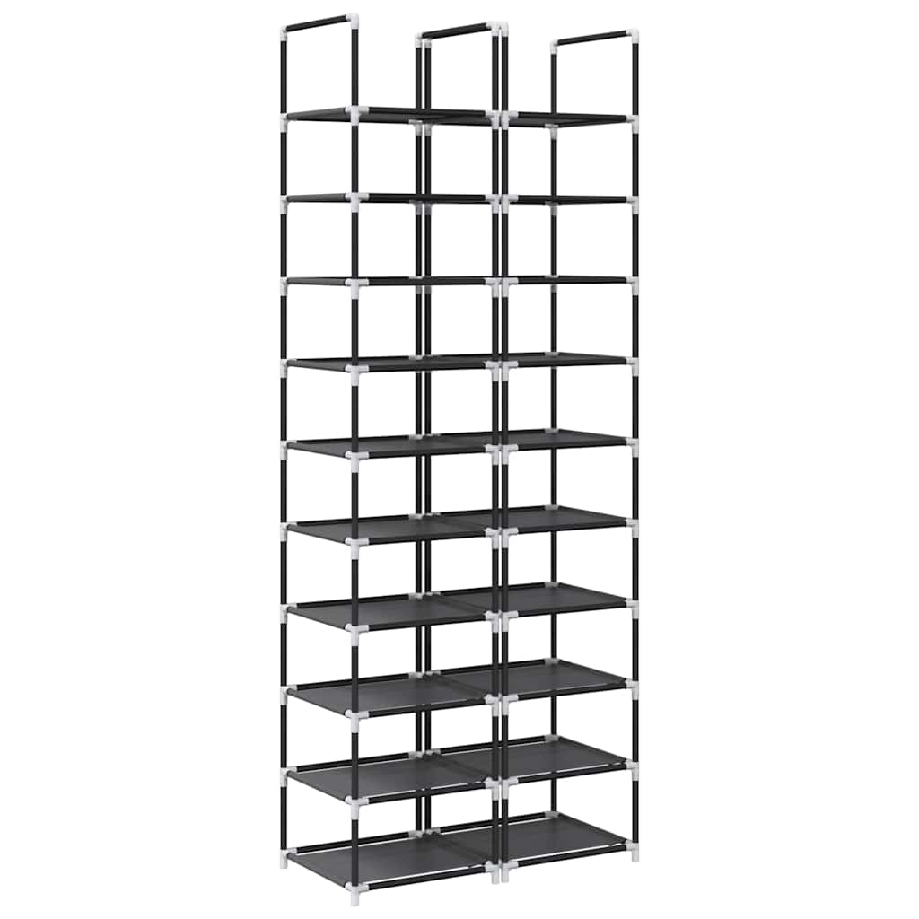 Vidaxl schoenenrekken 2 st 33x33x174 cm vliesvrij 10-laags zwart