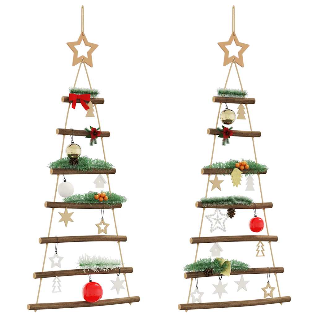 Vidaxl hangende kerstbomen met topsterren 2 st 42x90 cm natuurlijke tak