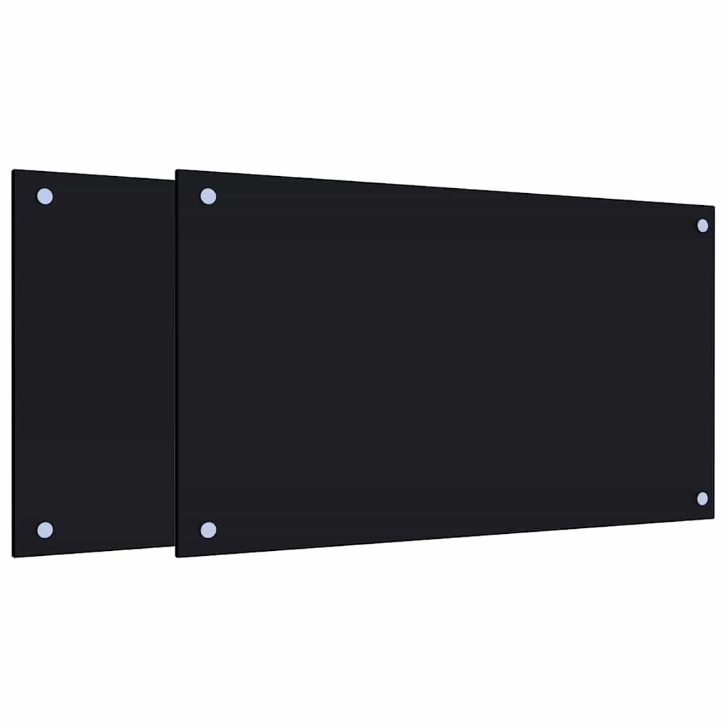 Vidaxx køkkenstænk 2 stk 70x40 cm hærdet glas sort