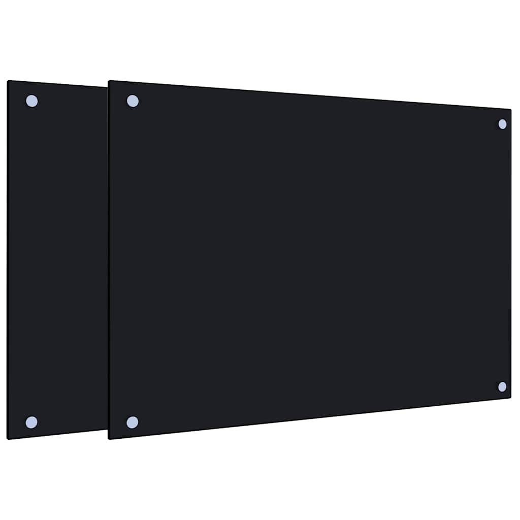Vidaxx køkkenstænk 2 stk 70x50 cm hærdet glas sort