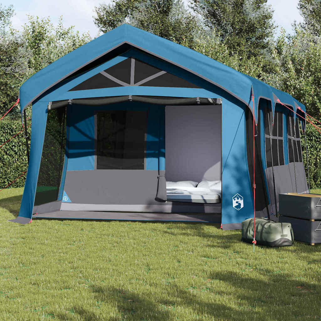 Vidaxl gezinstent met dak blauw en grijs 620 x 322 x 240 cm polyester