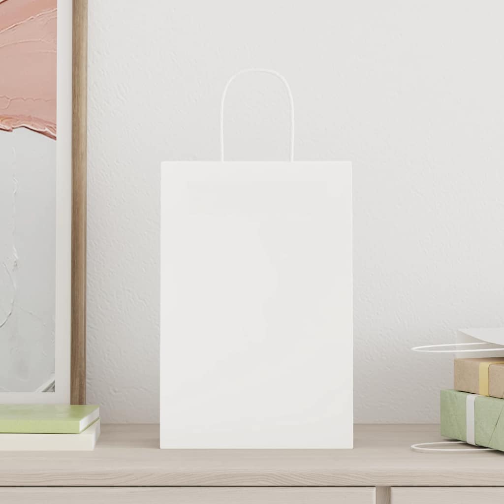 Vidaxl papieren zakjes 250 st met hengsels 21x11x31 cm wit