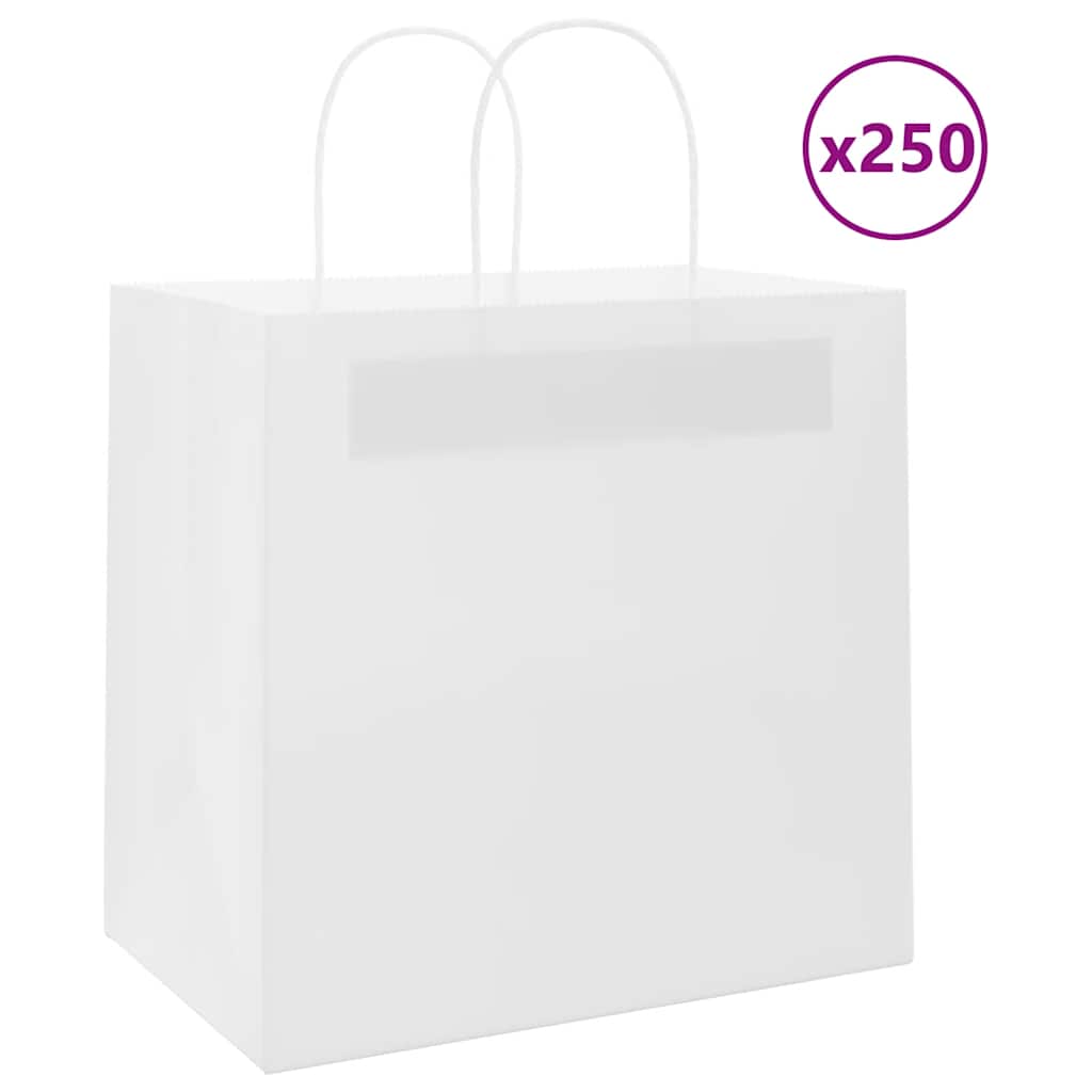 Vidaxl papieren zakken 250 st met hengsels 26x17x25 cm wit