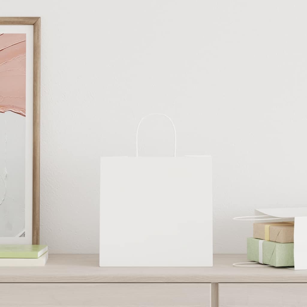 Vidaxl papieren zakken 250 st met hengsels 26x17x25 cm wit
