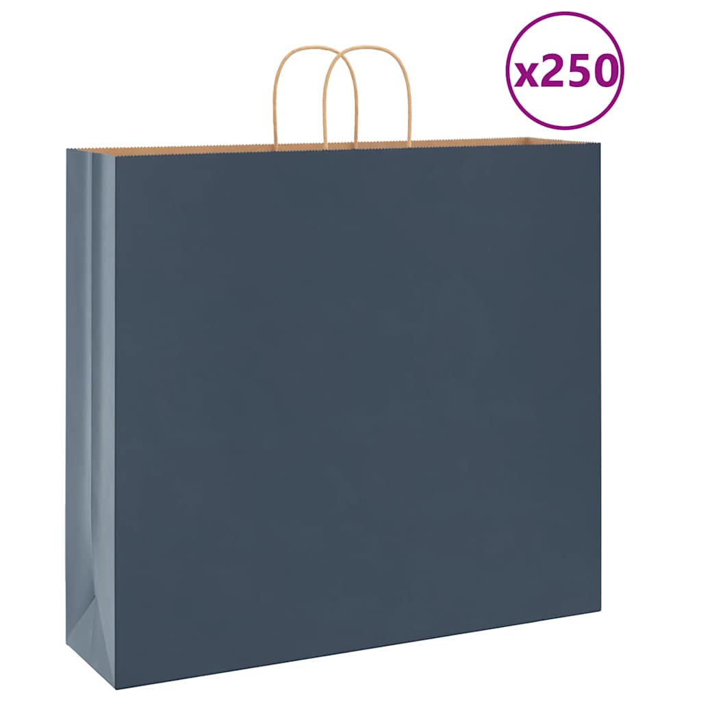 Vidaxl papieren zakken 250 st met hengsels 54x15x49 cm blauw