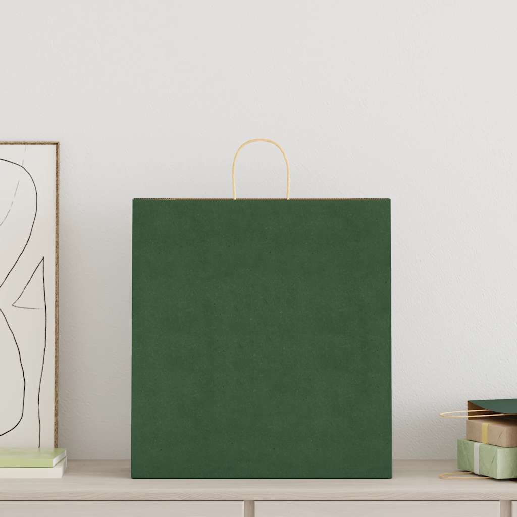 Vidaxl papieren zakken 250 st met hengsels 45x17x48 cm groen