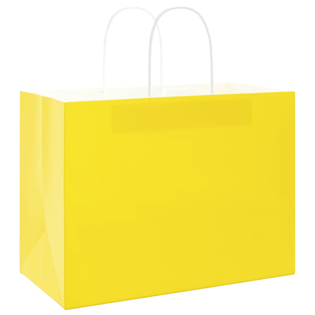 Vidaxl papieren zakken 50 st met hengsels 32x17x25 cm geel