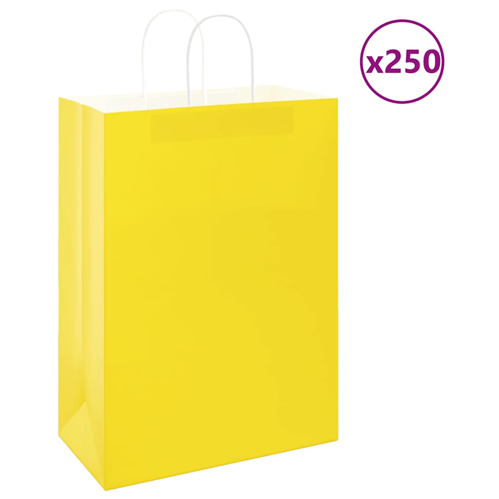 Vidaxl papieren zakken 250 st met hengsels 32x17x44 cm geel