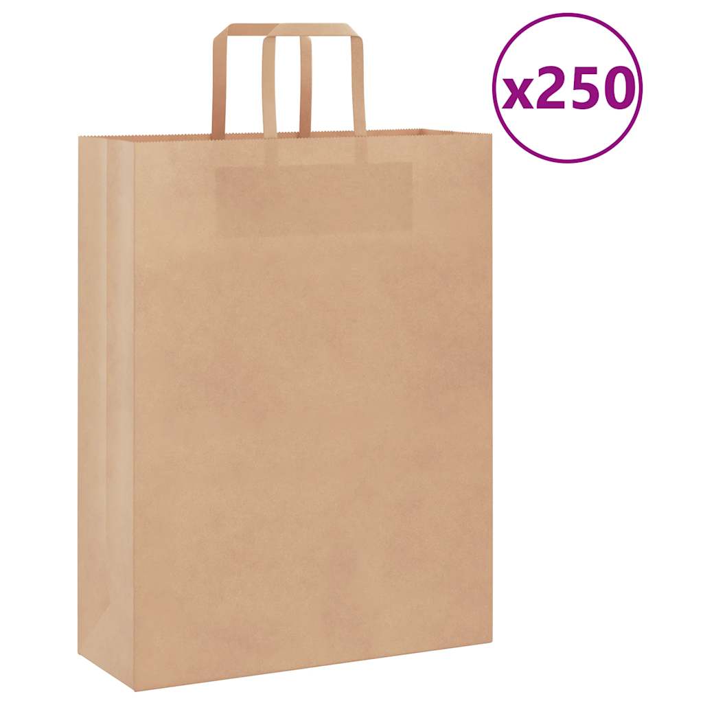 Vidaxl papieren zakken 250 st met hengsels 32x12x42 cm bruin