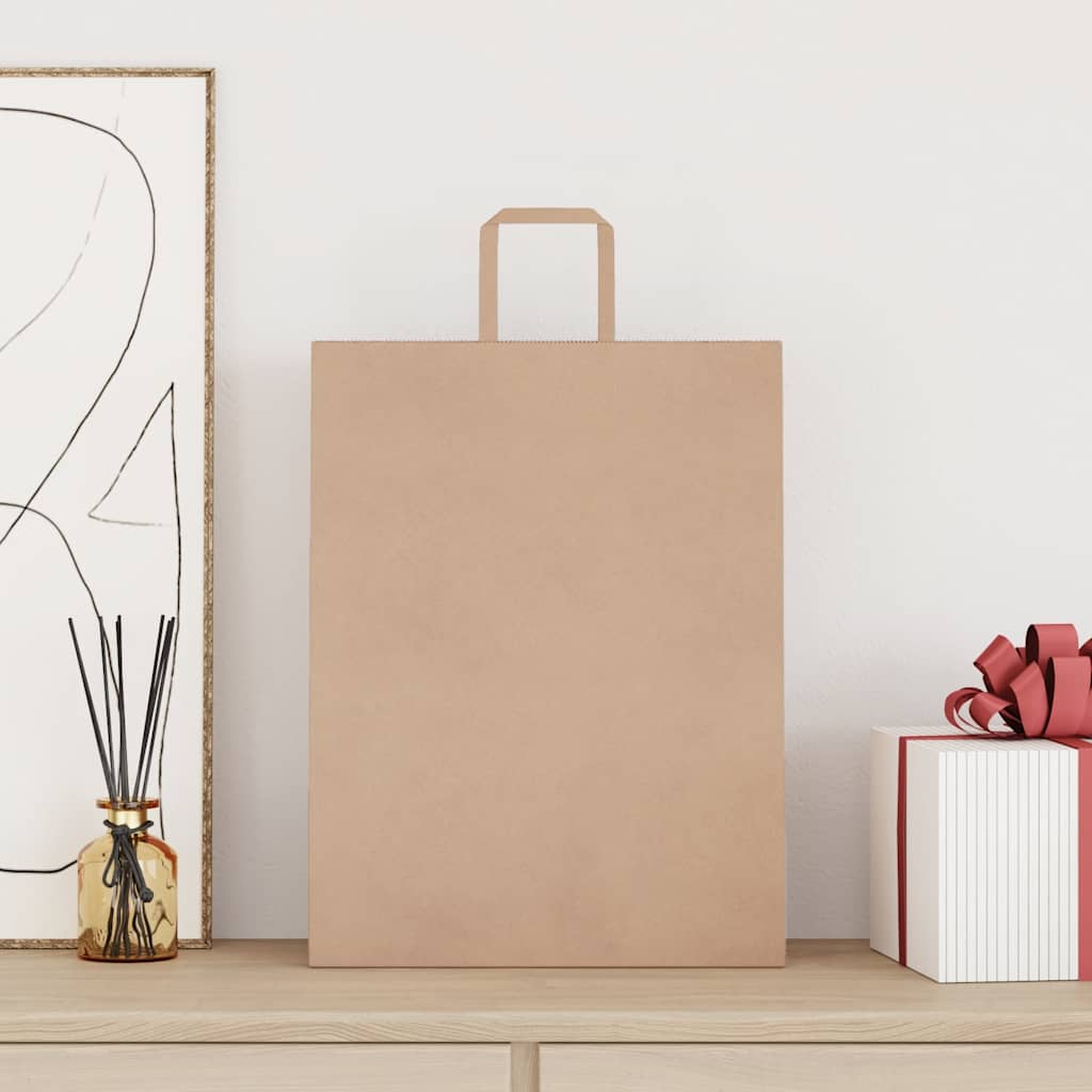 Vidaxl papieren zakken 250 st met hengsels 32x12x42 cm bruin