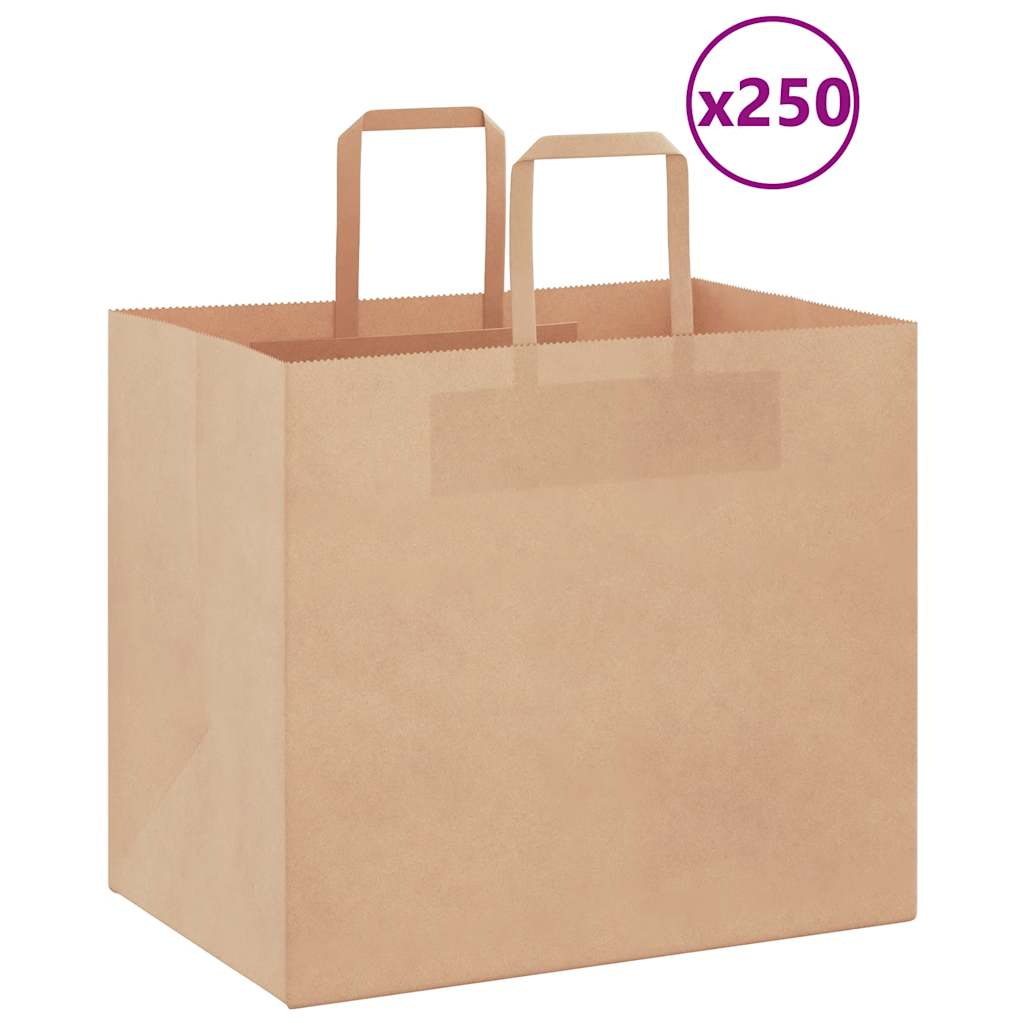 Vidaxl papieren zakken 250 st met hengsels 32x22x28 cm bruin