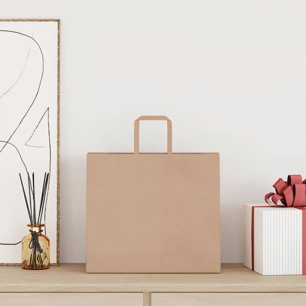 Vidaxl papieren zakken 250 st met hengsels 32x22x28 cm bruin