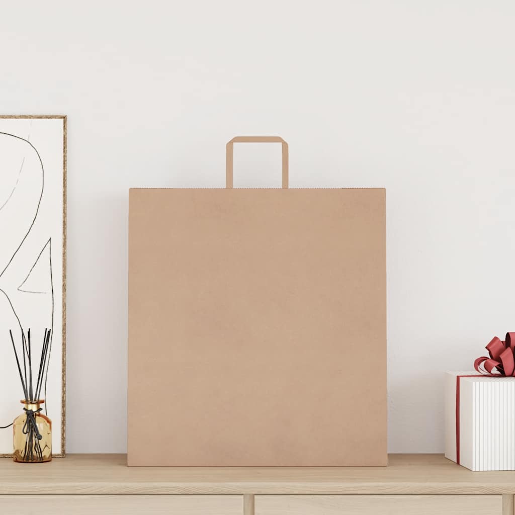 Vidaxl papieren zakken 250 st met hengsels 45x17x48 cm bruin
