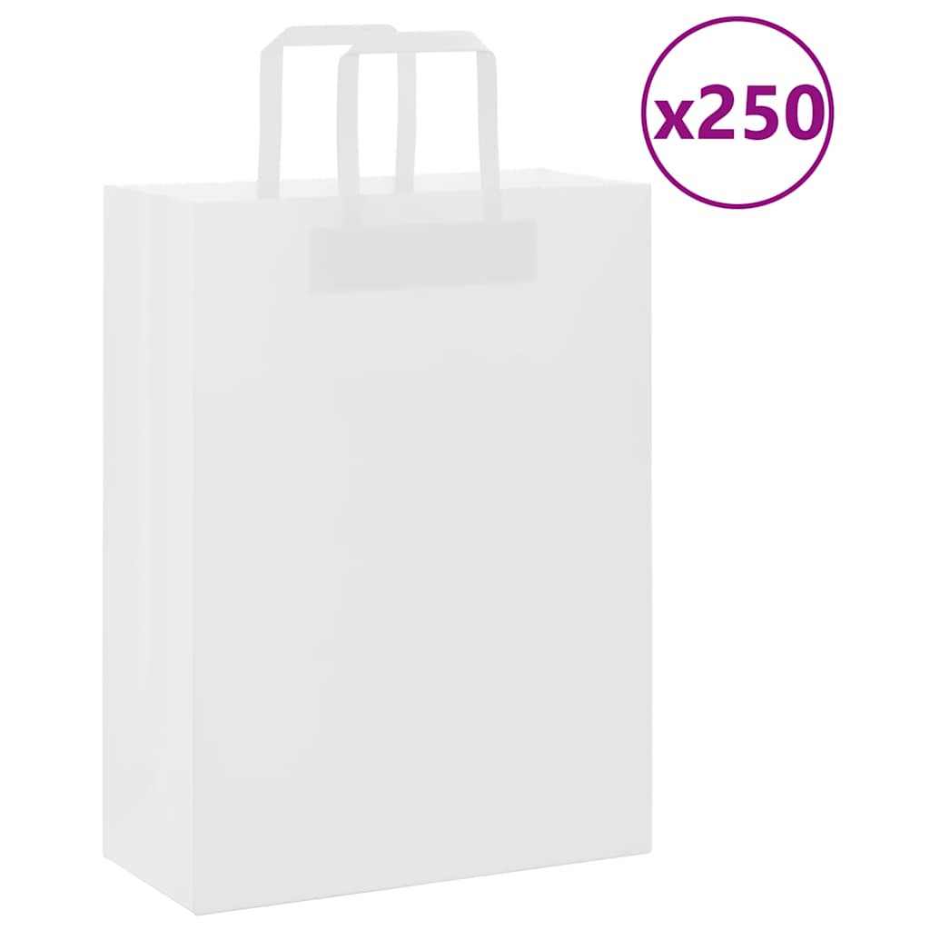 Vidaxl papieren zakken 250 st met hengsels 26x12x35 cm wit