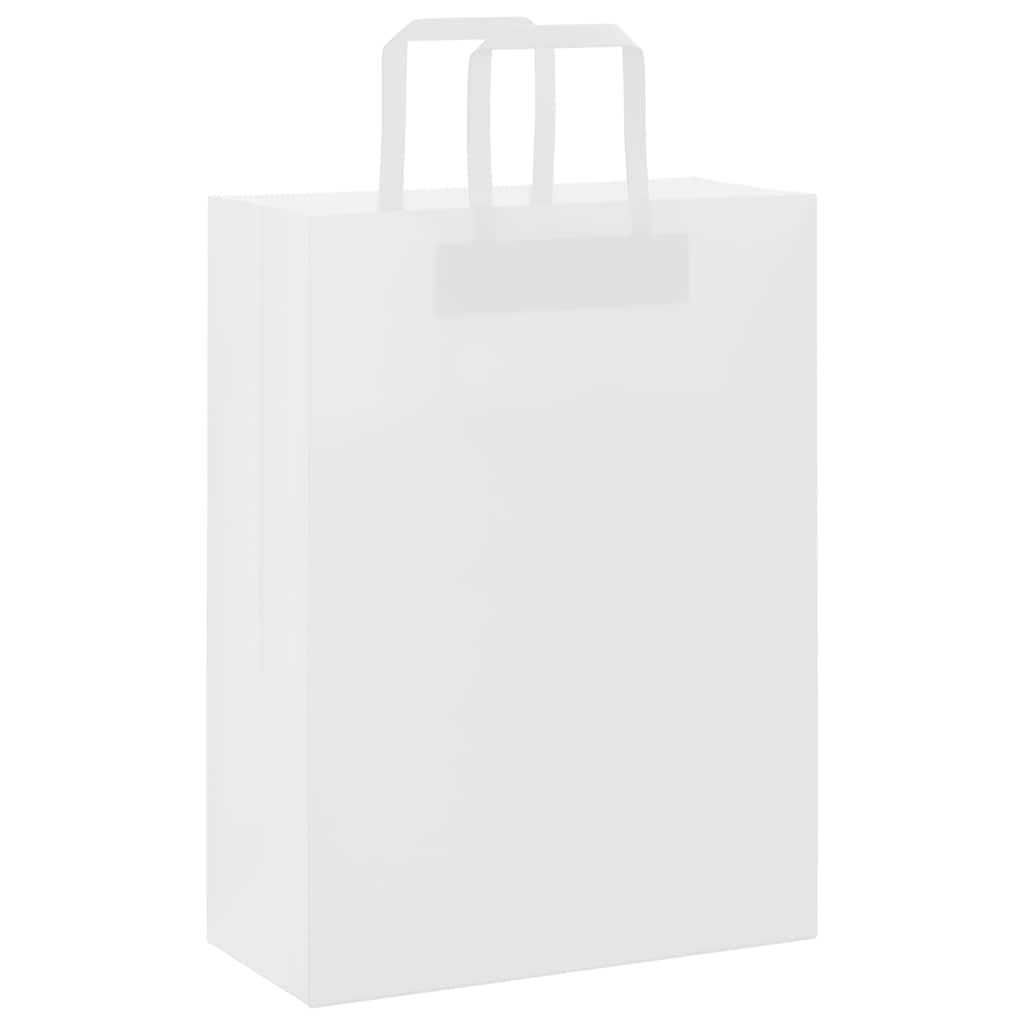 Vidaxl papieren zakken 250 st met hengsels 26x12x35 cm wit