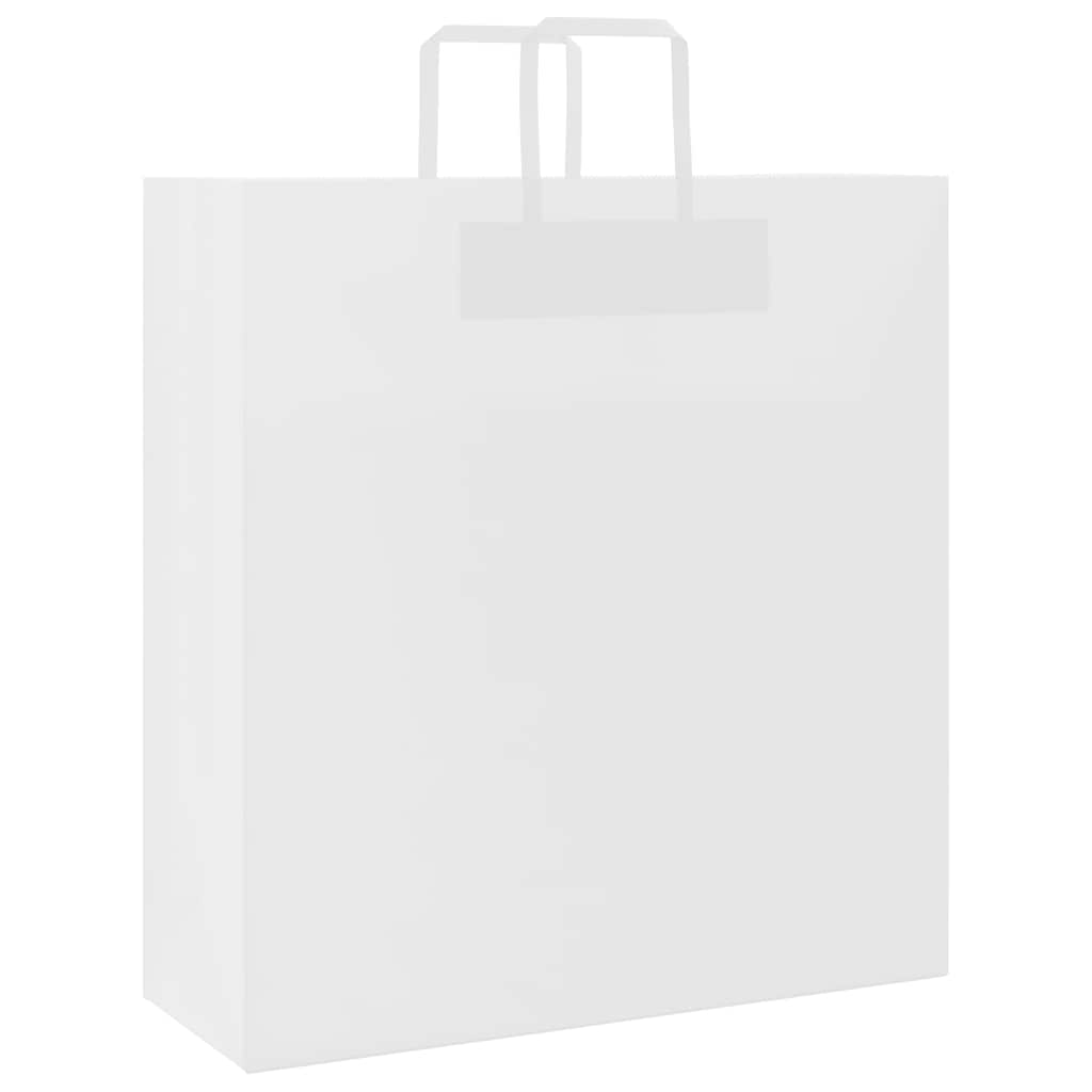 Vidaxl papieren zakken 250 st met hengsels 45x17x48 cm wit