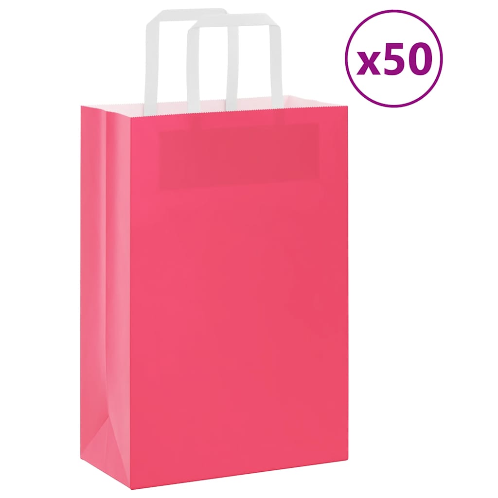 Vidaxl papieren zakken 50 st met hengsels 21x11x31 cm roze