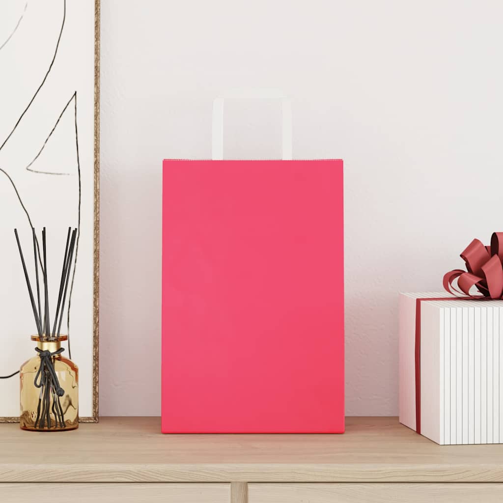 Vidaxl papieren zakken 50 st met hengsels 21x11x31 cm roze