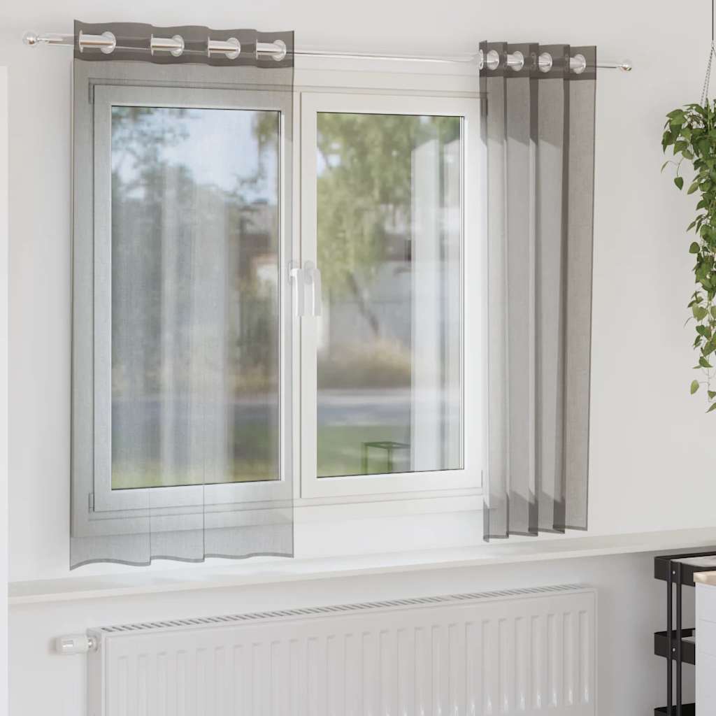 Vidaxl gordijnen voile met doorvoertules 2 st 140x175 cm donkergrijs