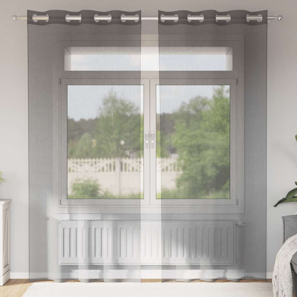 Vidaxl gordijnen voile met doorvoertules 2 st 140x245 cm donkergrijs
