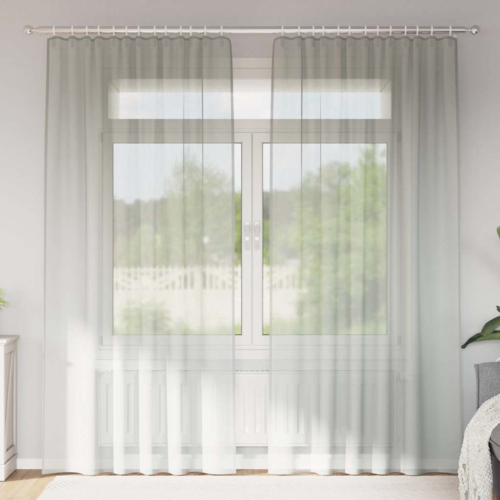 Vidaxl gordijnen voile met roedezakken 2 st lichtgrijs