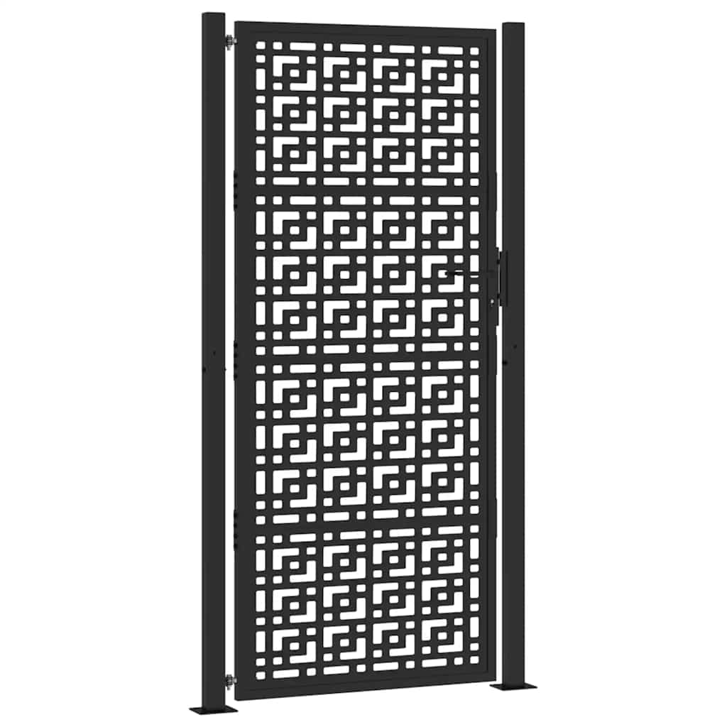 Vidaxl poort met kruisontwerp 100x200 cm staal zwart