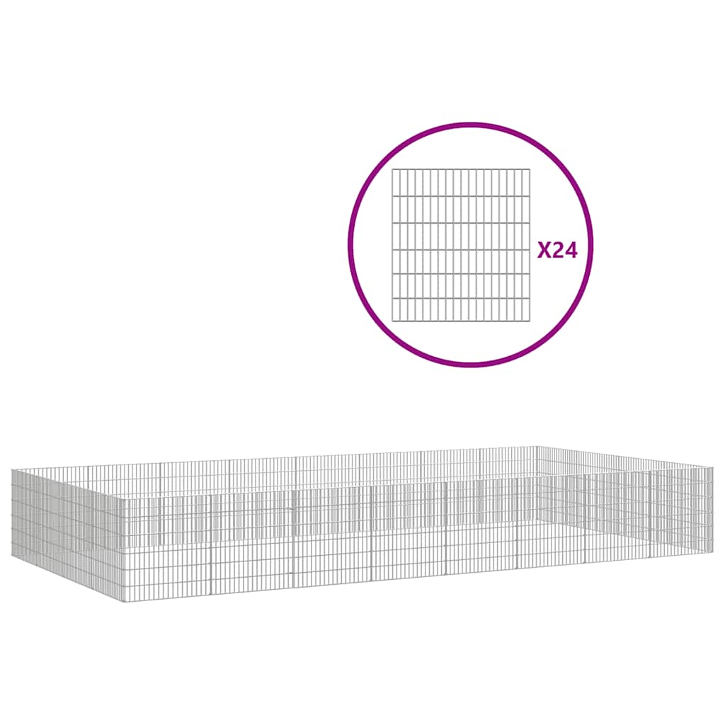 VidaXL dyreinternat 24 paneler 54x60 cm galvaniseret jern