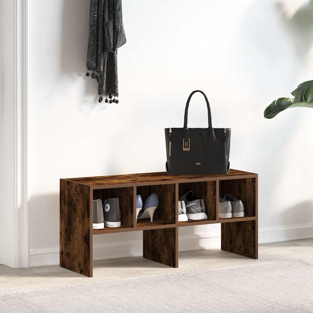 VidaXL skostativ stabelbar 89,5x30x40 cm røget eg