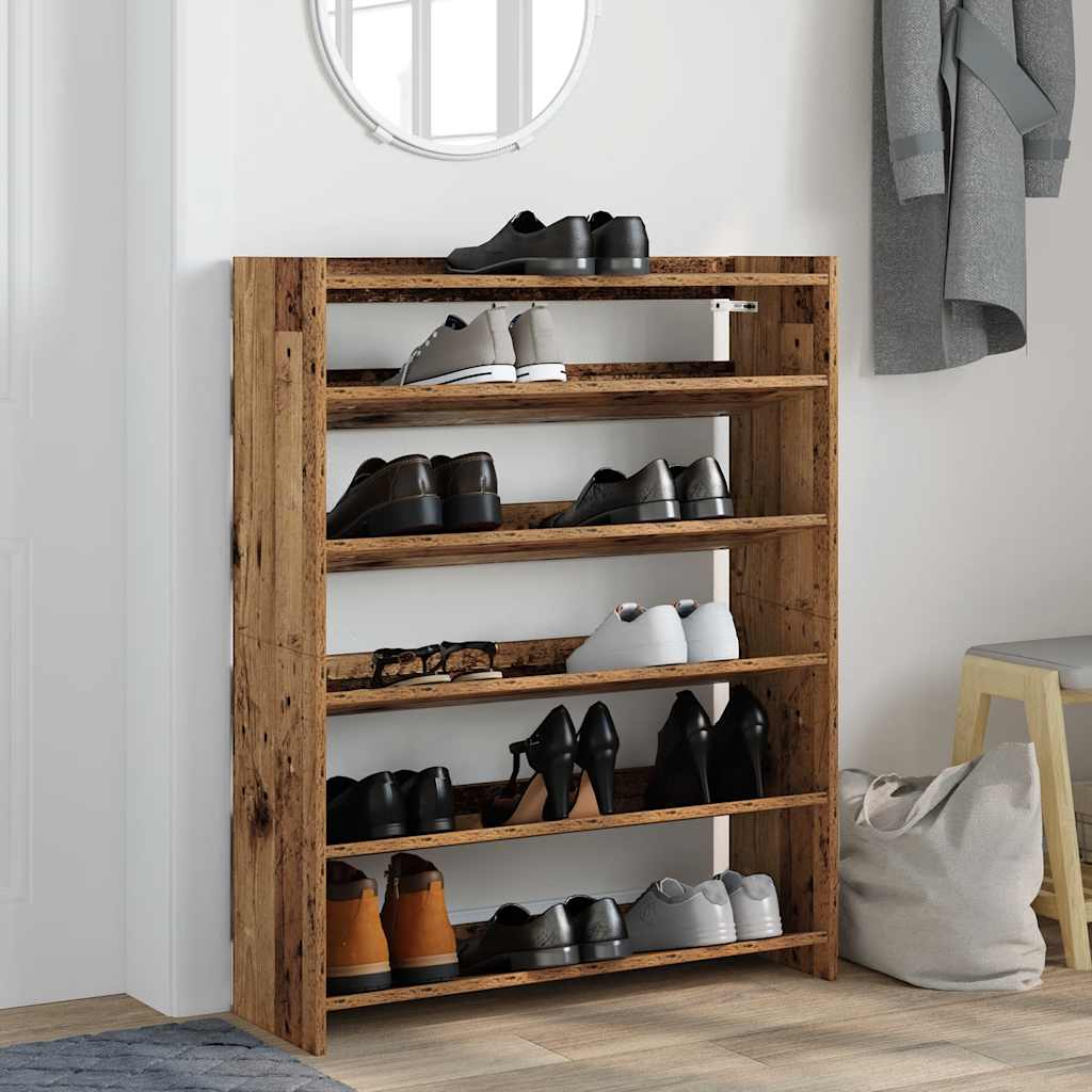 Vidaxx skostativ 80x25x100 cm færdigt træ, gammelt træfarvet