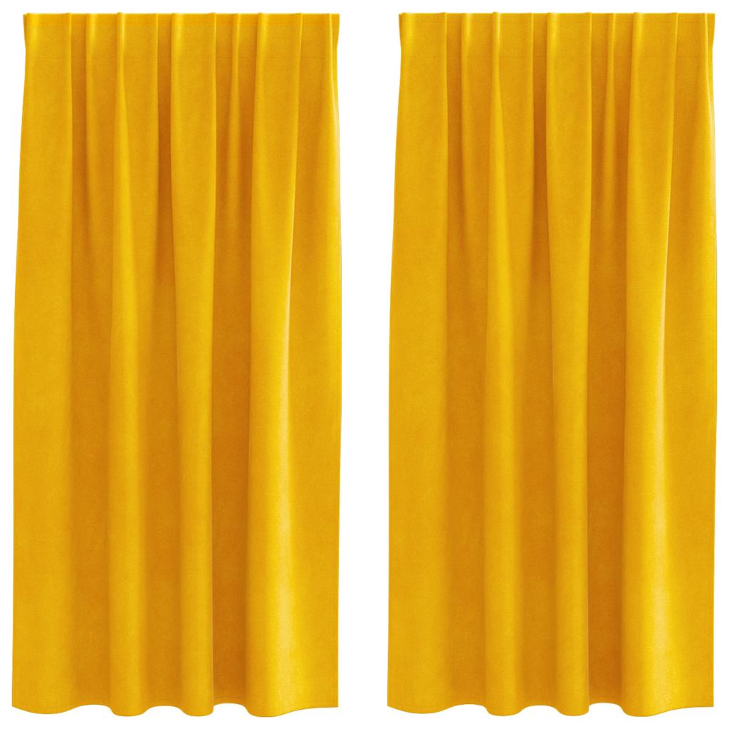 Vidaxl verduisterende gordijnen 2 pcs mosterdgeel 140 x 175 cm fluweel