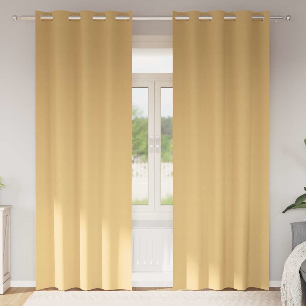 Vidaxl zwart-out gordijnen met ringen 2 pcs beige 225 x 140 cm