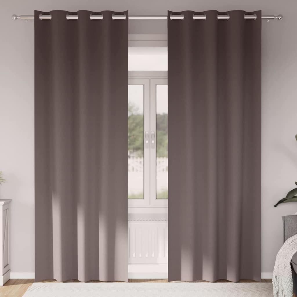 Vidaxl zwart-out gordijnen met ringen 2 pcs donkerbruin 260 x 140 cm