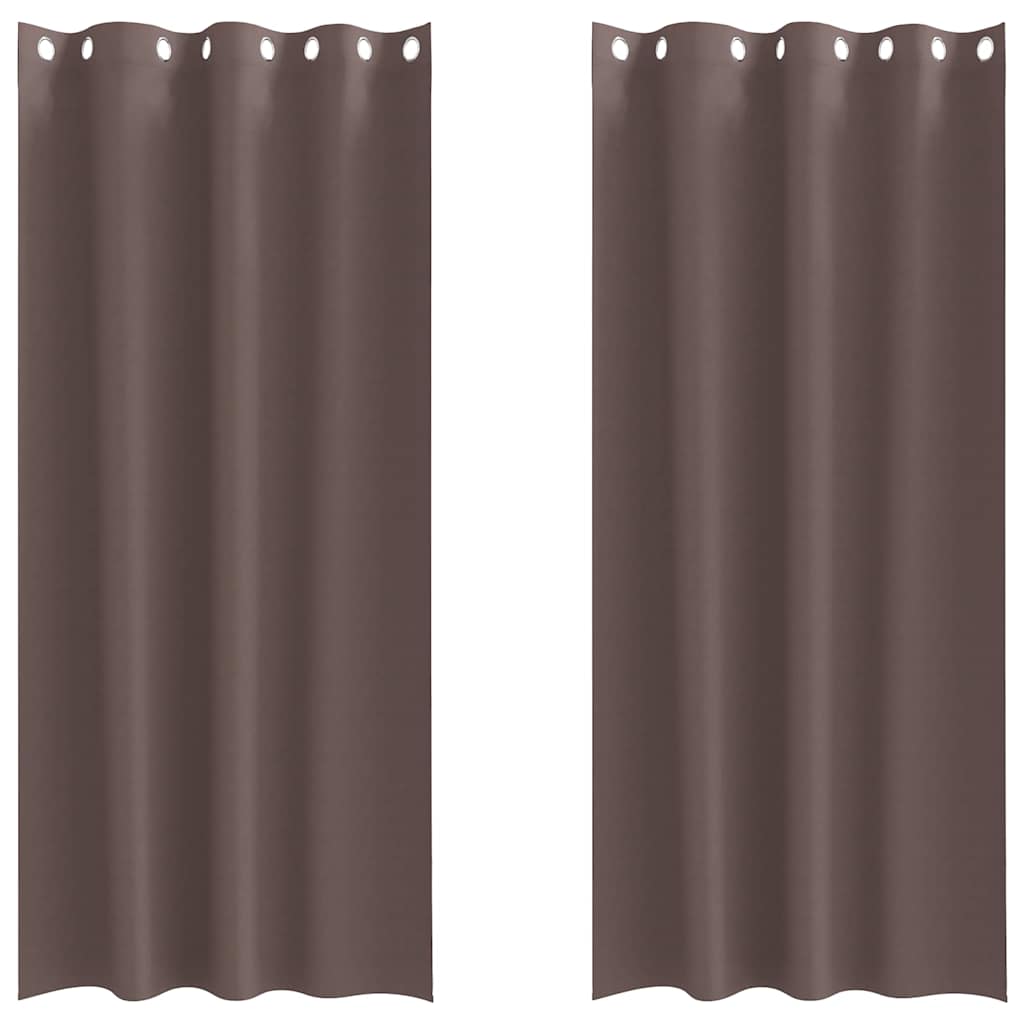 Vidaxl zwart-out gordijnen met ringen 2 pcs donkerbruin 260 x 140 cm