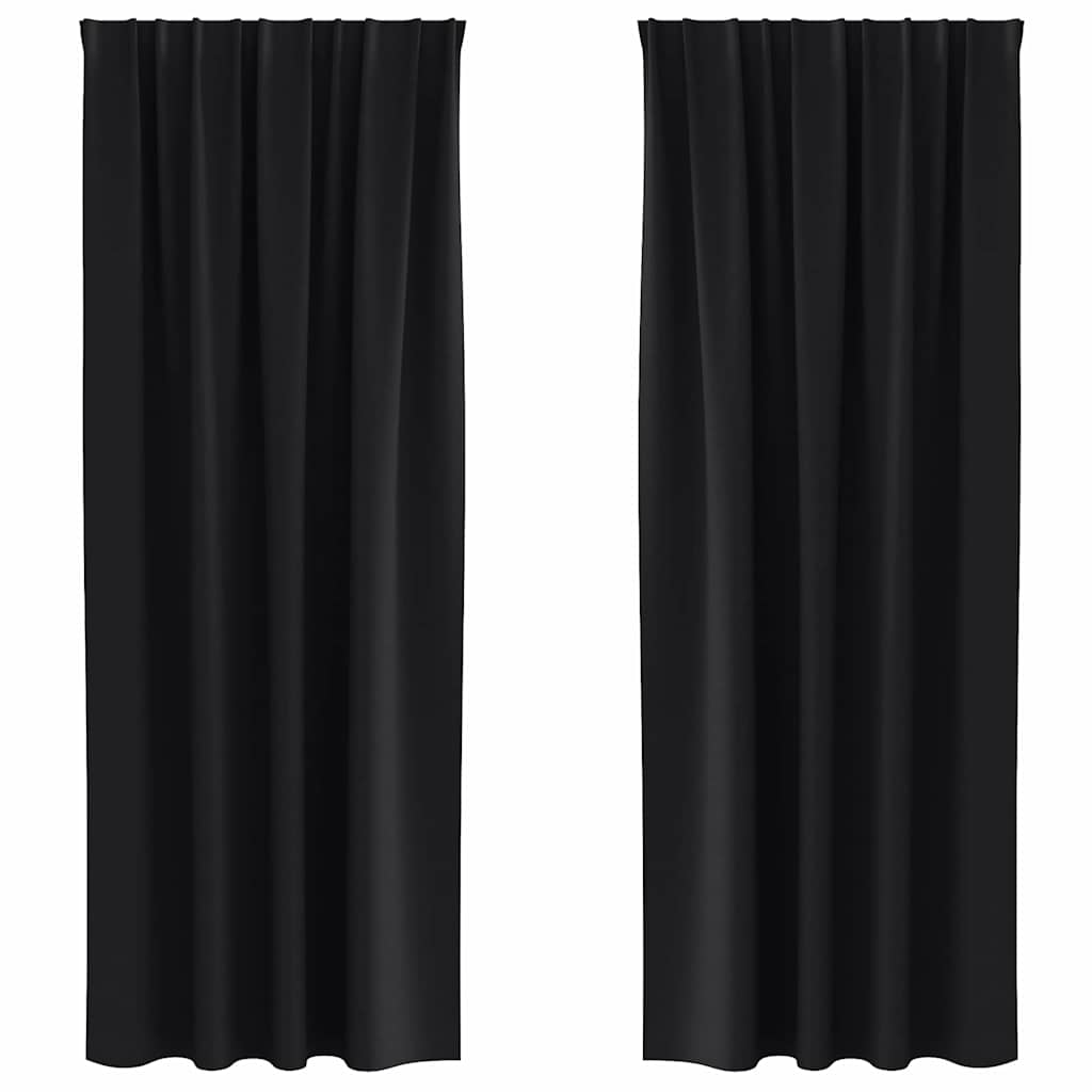 Vidaxl zwart-out gordijnen met ringen 2 pcs zwart 225 x 140 cm