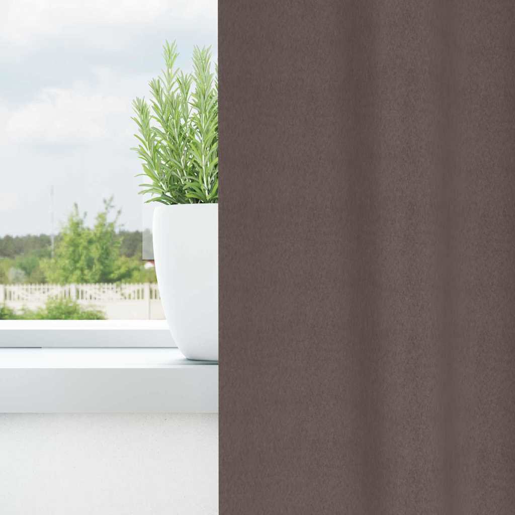 Vidaxl zwart-out gordijnen met ringen 2 pcs donkerbruin 260 x 140 cm
