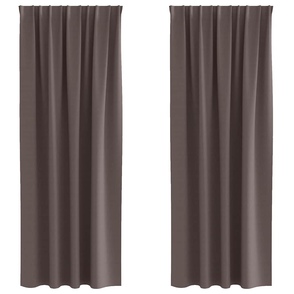 Vidaxl zwart-out gordijnen met ringen 2 pcs donkerbruin 260 x 140 cm