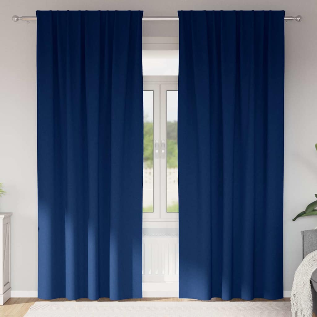 Vidaxl zwart-out gordijnen met ringen 2 pcs donkerblauw 260 x 140 cm