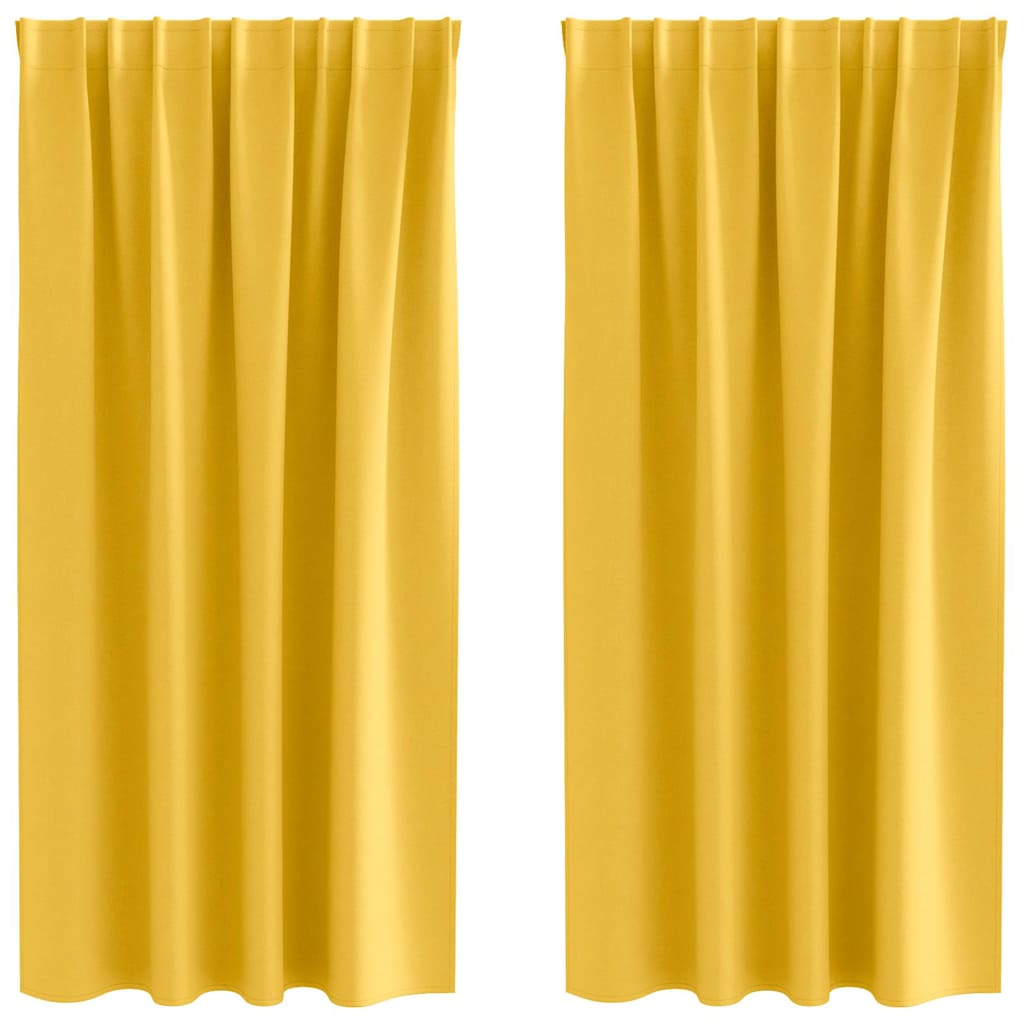 Vidaxl zwart-out gordijnen met ringen 2 pcs mosterdgeel 175 x 140 cm