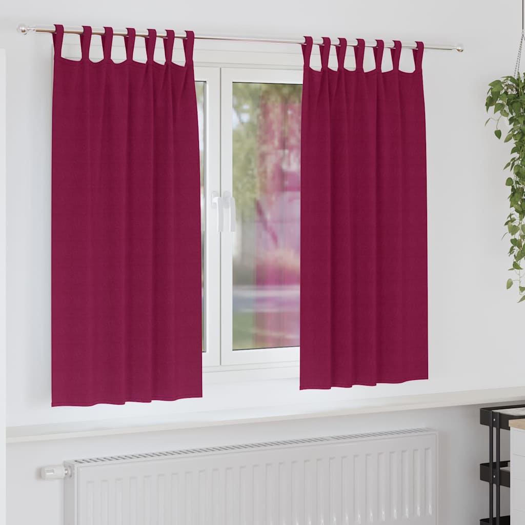 Vidaxl zwart-out gordijnen met ringen 2 pcs wijnrood 175 x 140 cm