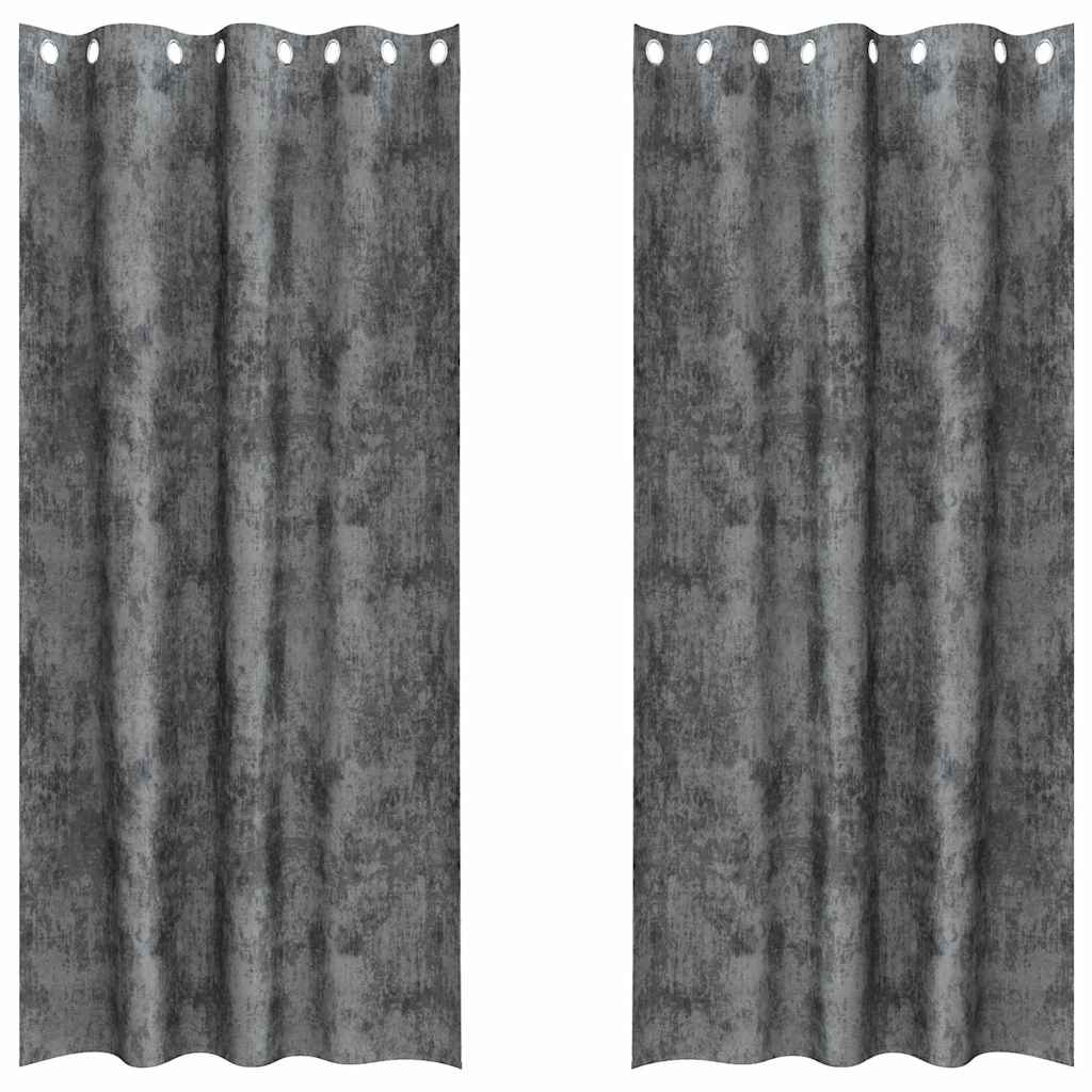 Vidaxl velvet gordijnen met gordijnen 2 pcs grijs 245 x 140 cm fluweel