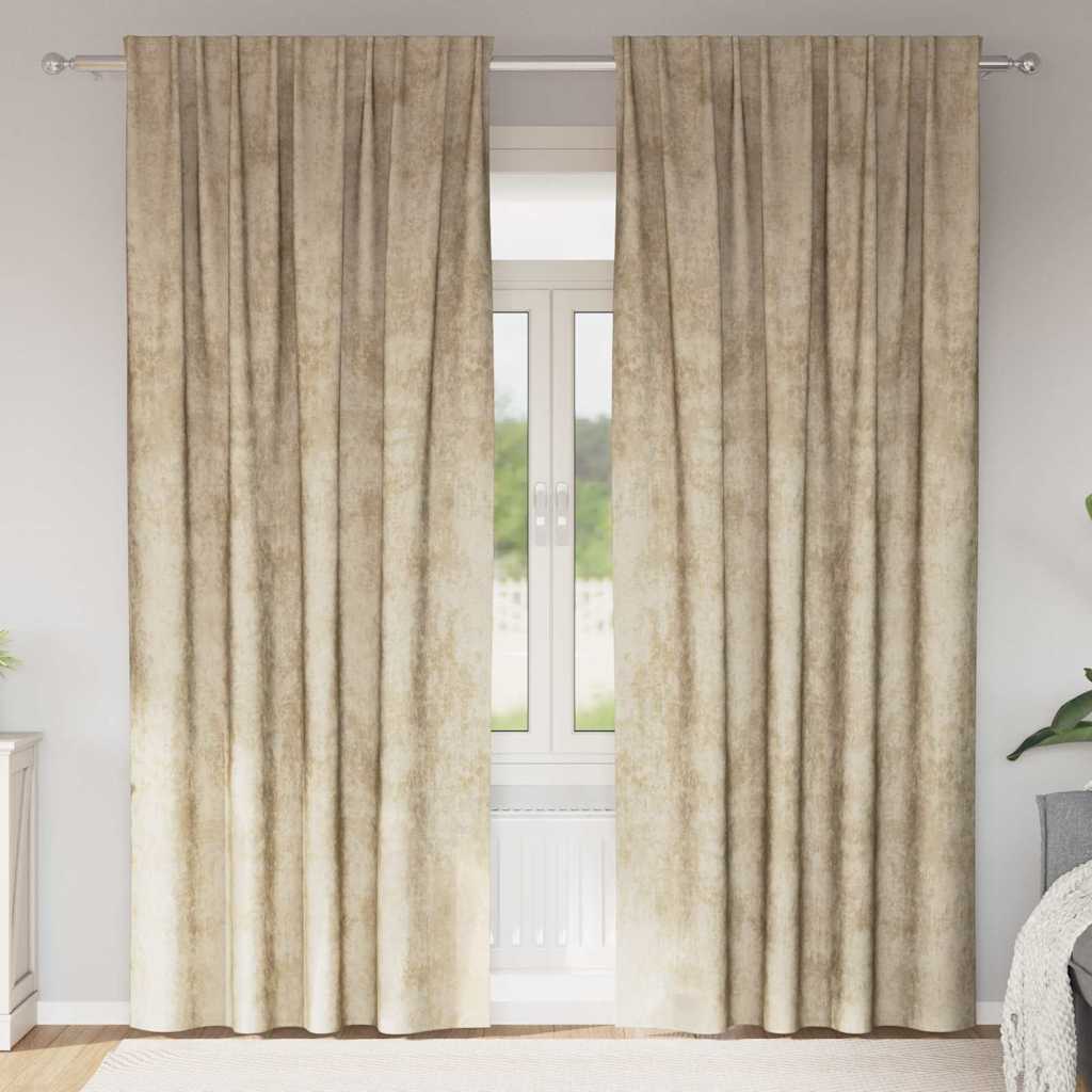 Vidaxl velvet gordijnen met gordijnen 2 pcs crème 225 x 140 cm fluweel