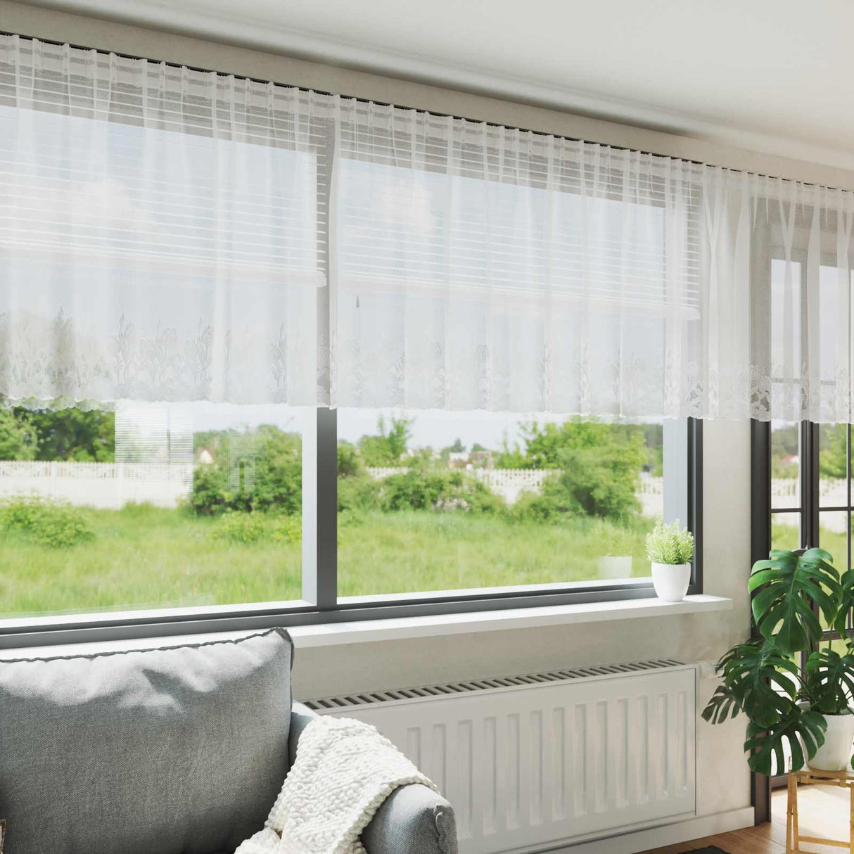 Vidaxl kantgordijn met gordijnen wit 600 x 100 cm polyester