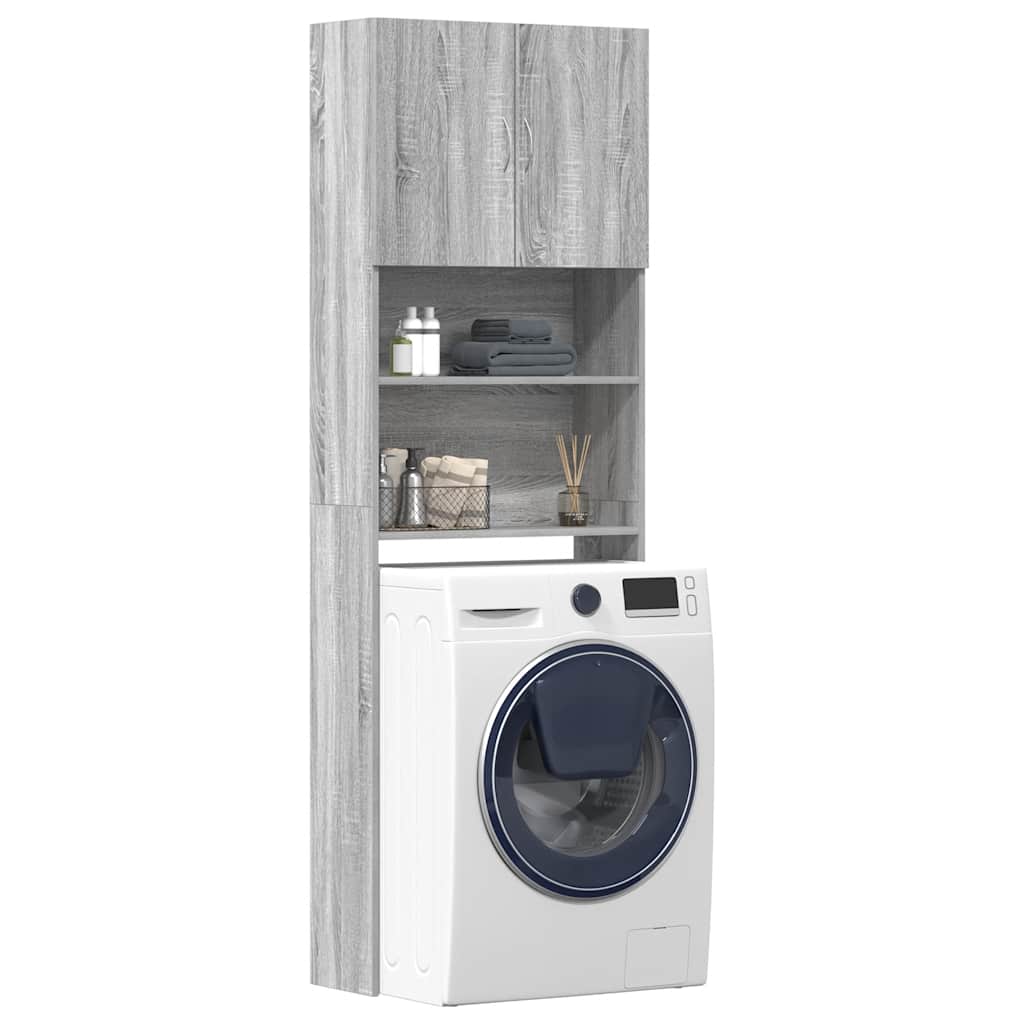 Vidaxl wasmachinekast 64x24x190 cm bewerkt hout grijs sonoma eikenkl